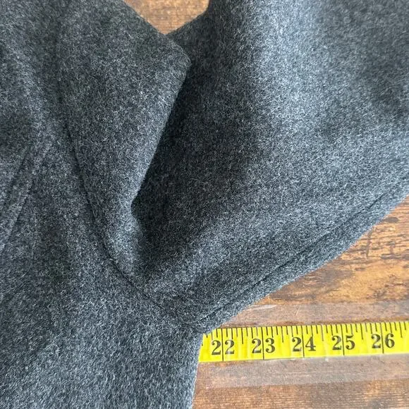 Izzi Collections 100 Wool Pea Coat Large Charcoal Gray Dark Academia Goth Preppy - Picture 3 of 8